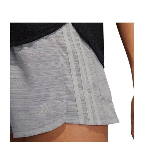 Adidas Shorts Women Heather Gray Three Stripe Woven Pacer Gym Running GT1185 - Picture 5 of 5